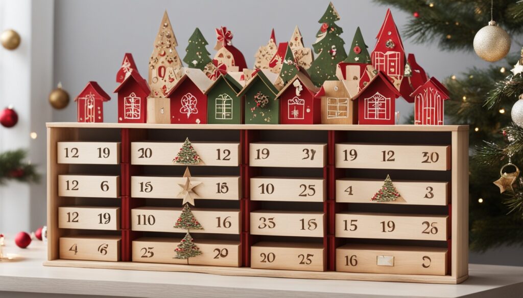 Adventskalender mit Holzgeschenken