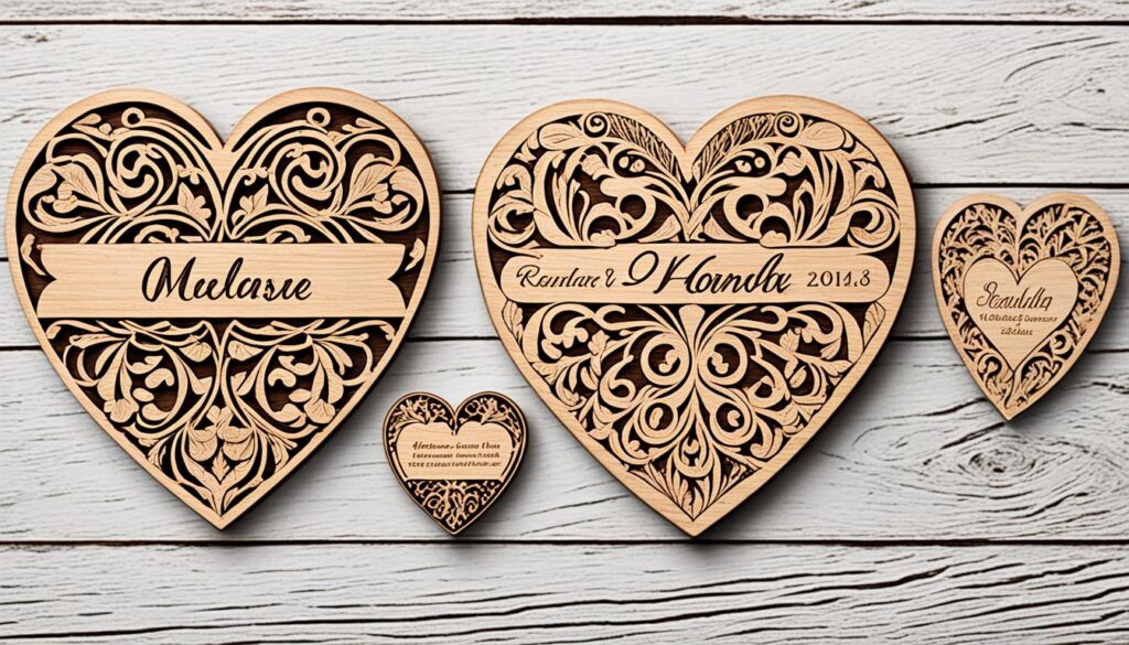 Designoptionen beim personalisierten Holzherz
