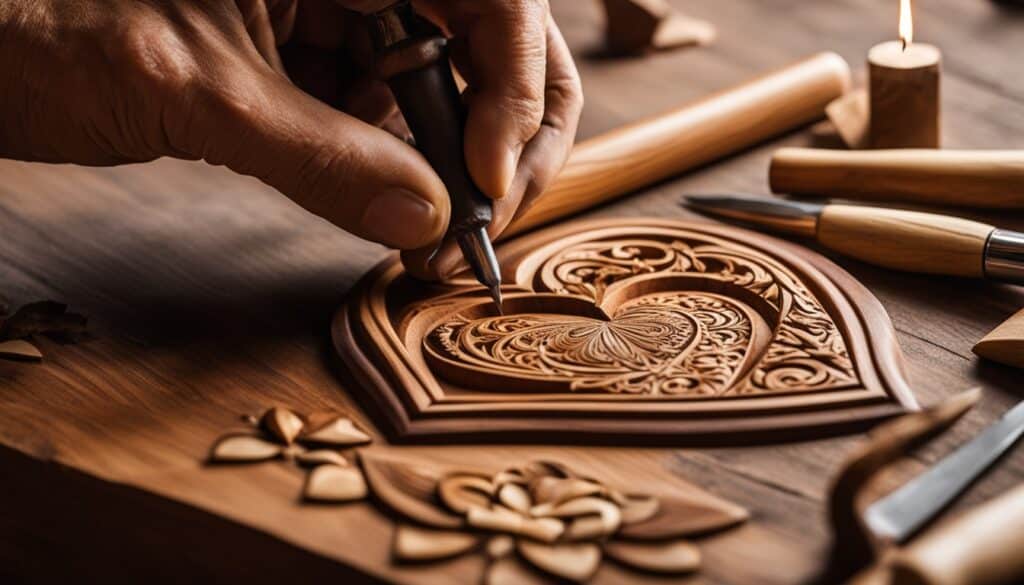 Handwerkskunst der Holzgravur